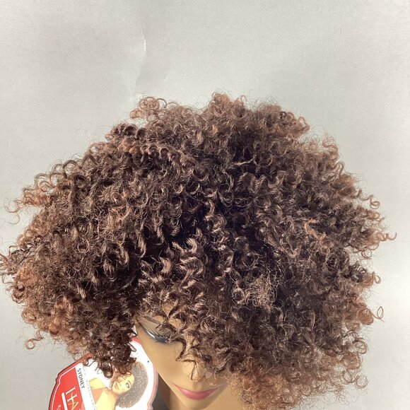 Sydney Short Curly #T1B/30 Black Honey Brown Remi Quality Full Wig - Picture 3 of 9